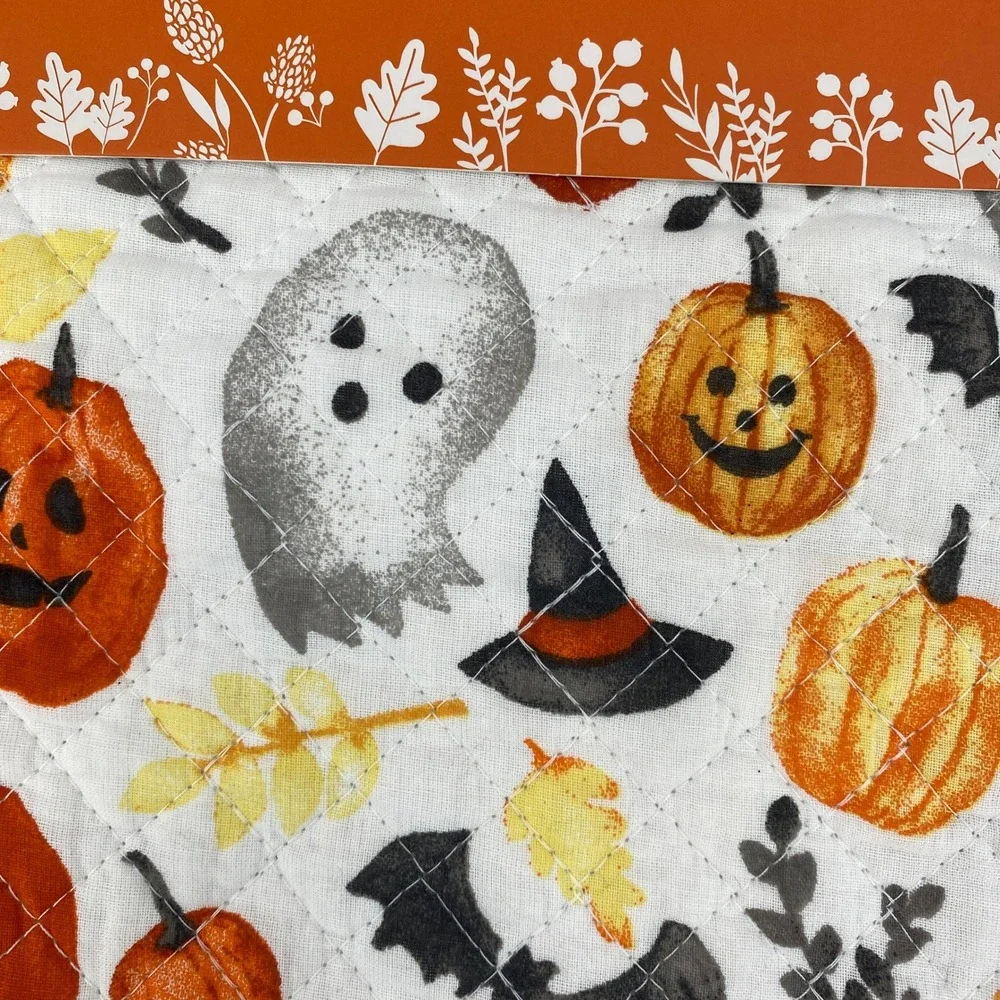 Rachel Ashwell Halloween Placemats (4) Orange Pumpkin Ghost Gingham Reversible